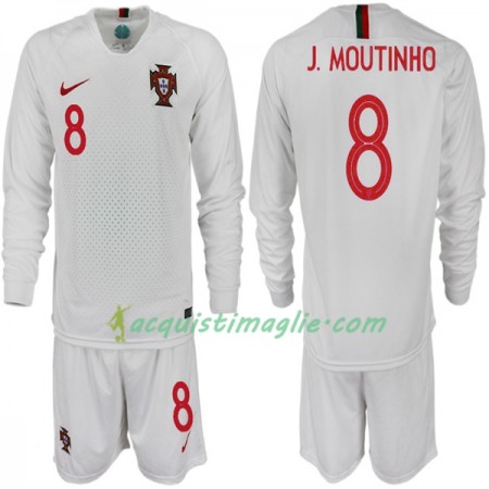 Divisa di Calcio Portogallo J. MOUTINHO 8 Bambino Trasferta Mondiali 2018 Manica Lunga